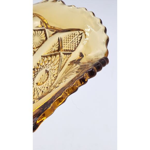 Daisy & Button Crimped Tall Compote Amber Imperial Glass Ohio 7" Tall VTG 1970's - Picture 13 of 16